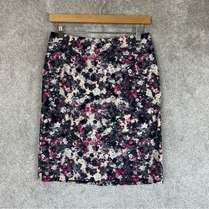 Talbots Skirt Womens 2 Petite Black Pink Floral Pencil Cotton Blend- 9328*